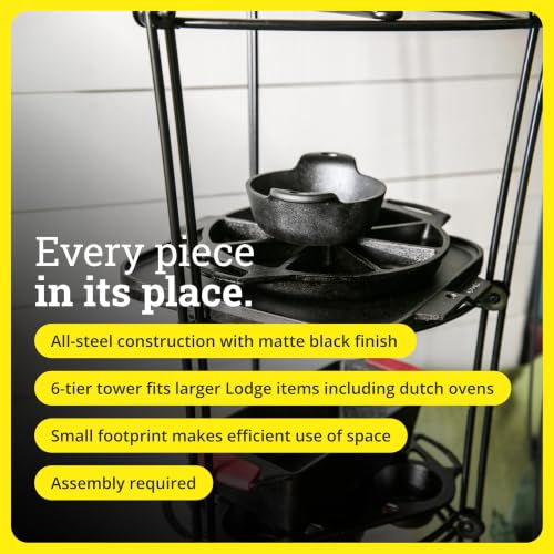 Lodge Cookware Storage Tower 6-Tier Storage Rack, Matte Black - Image 3