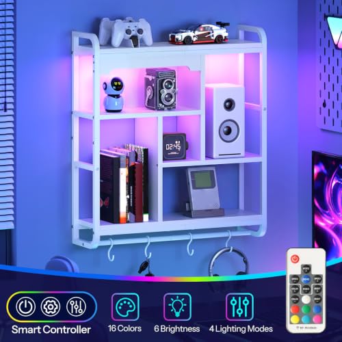 HOOBRO Gaming Floating Shelves for Wall, 26.4" LED wall Shelf - Image 4