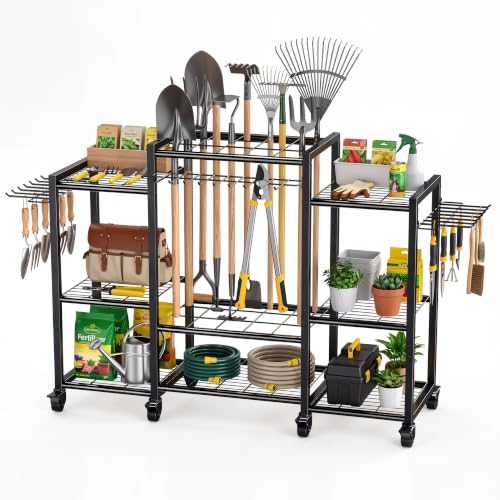 Nieifi Garden Tool Organizer with Wheels, 3 Tier - Image 2