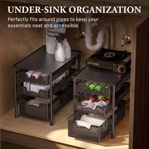 Simple Houseware Stackable 3 Tier Sliding Basket Organizer - Image 7