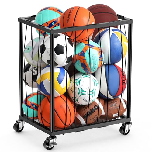 TomCare Garage Ball Storage Rack, Rolling Sports Cart - Image 2