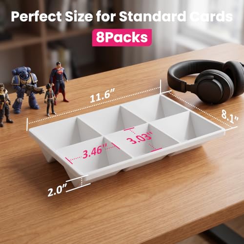 LUVCOSY 8 Pcs 6-cell Stackable Card Sorting Tray, Durable - Image 3