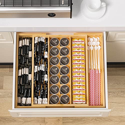 Bamboo Utensil Organizer Cutlery Organizer - Expandable 5 Slots - Image 7