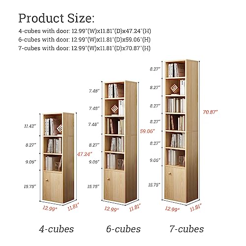 IOTXY Narrow Corner Bookcase with Door - White 59" Tall Gap - Image 3