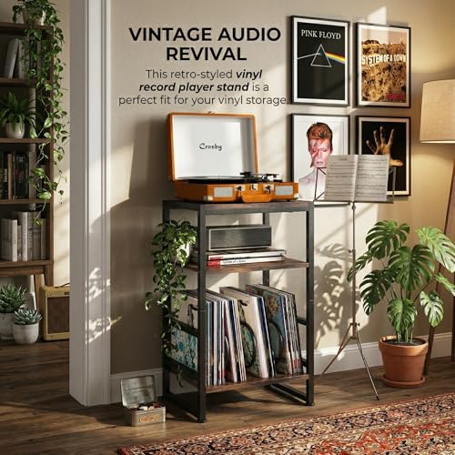 3-Tier Record Player Stand, with Storage, 28" H, Rustic - Image 4