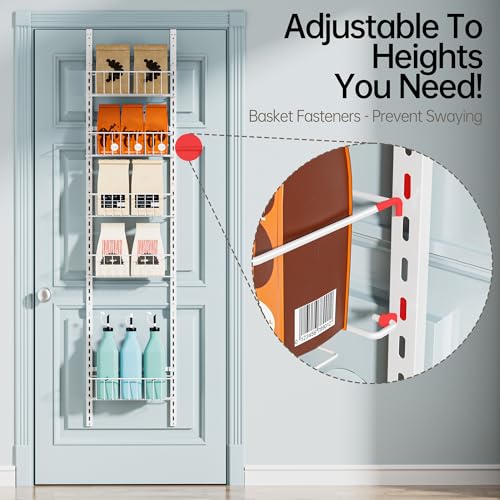 Delamu Pantry Door Organizer, Adjustable Metal Over | Pull Out Organiz - Image 3