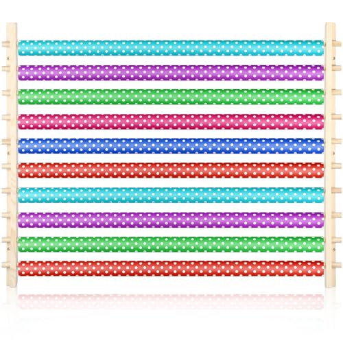 10 Tier Ribbon Holder Organizer Rack Wood Wrapping Paper Display - Image 2