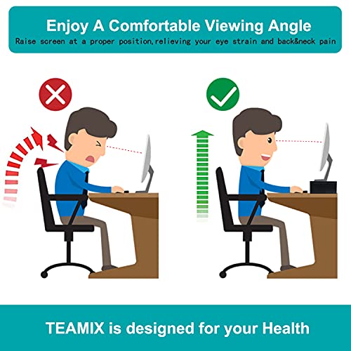 TEAMIX 20 Inch Monitor Stand Riser, Wooden Desktop Riser - Image 6