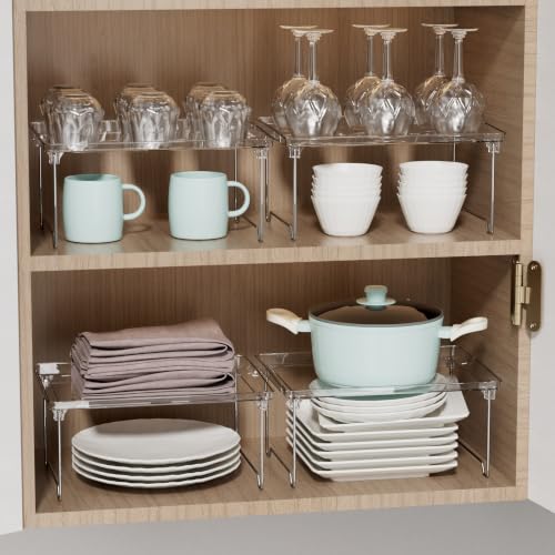 STARLATTA 2 Pcs Cabinet Organizer Shelf, Stackable Kitchen - Image 5