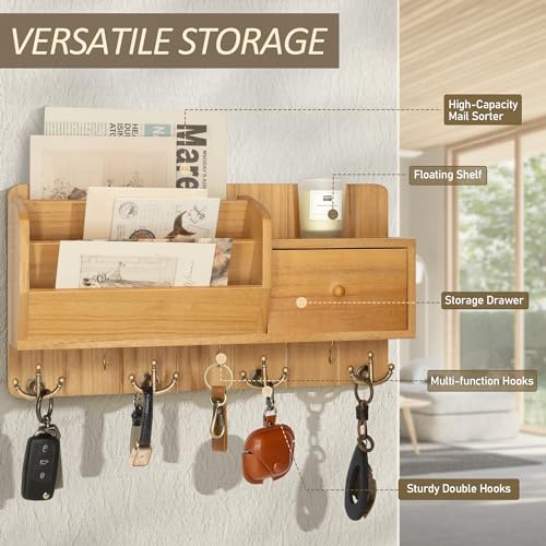 Rebee Vision Key Holder Wall Mount with Drawer for Entryway - Image 5