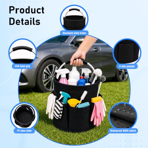 Cleaning Caddy for Cleaning Supplies,17-L,6 Side Pockets - Image 6