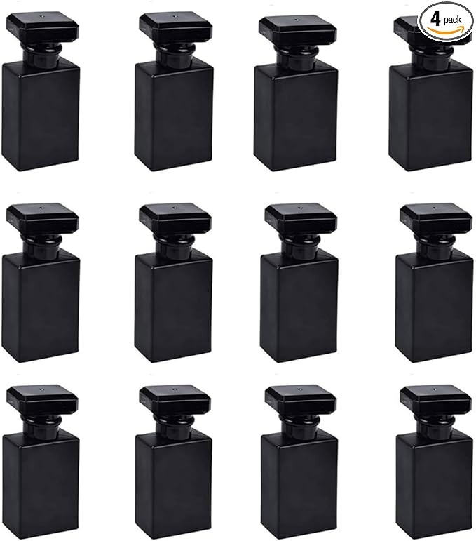 Empty Perfume Bottle Refillable 12PCS 30ml Glass Black Travel Spray Atomizer Container Perfume Fine Mist Spray Pump Bottle Dispenser for Essential Oil Liquid (Black 30ml-12PCS)
