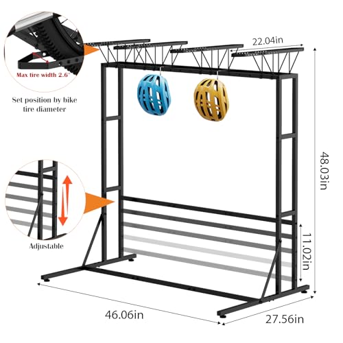 Vertical Bike Stand, Free Standing Bike Rack Garage with 6 Hooks - Image 3