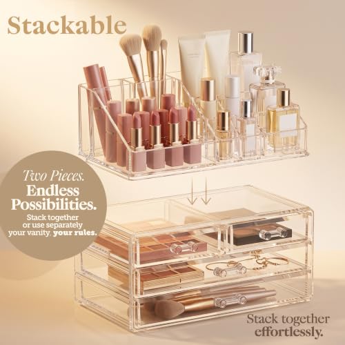 Masirs Clear Makeup Organizer with 4 Drawers 16 Comp | All Products - Image 6