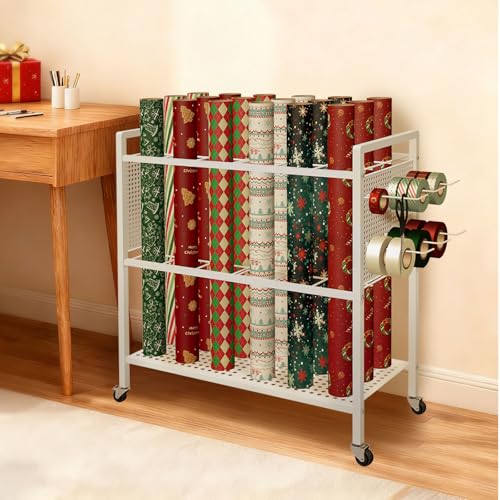 Wrapping Paper Organizer Storage with Wheel Cart, 18 Slap - Image 5