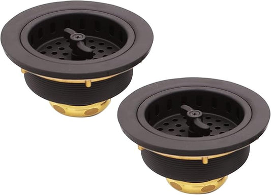 Westbrass Wing Nut Style Large Kitchen Sink Basket Strainer, 2 Pack, Oil Rubbed Bronze, D2135-12
