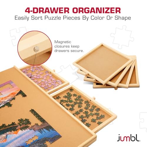 Jumbl 1000-Piece Puzzle Board with Drawers, Lazy Susan - Image 5