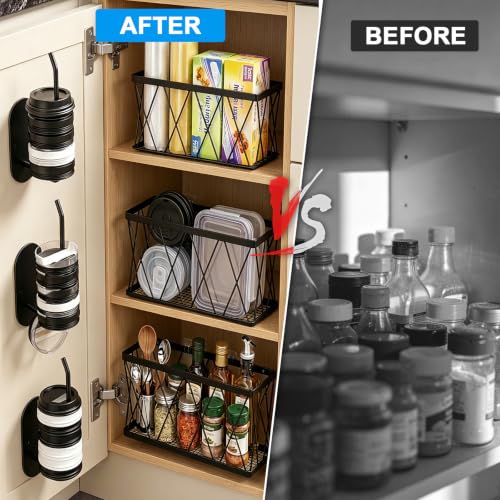 8 Pack Adhesive Cabinet Door Organizer - Image 8