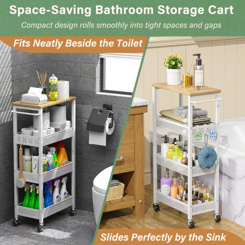 OKZEST 4-Tier Slim Rolling Storage Cart for Laundry Room - Image 4