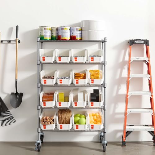 VEVOR 5-Tier Rolling Bin Storage Rack, 16 Organizer Bins - Image 3