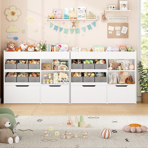 Kids Toy Storage Organizer with Bookshelf and 2 Rolling Drawers - Image 8