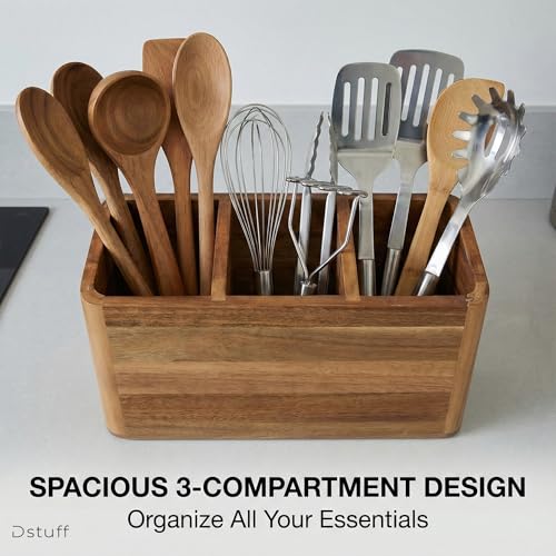 Dstuff Wood Utensil Holder for Kitchen Counter - Large Kitchen - Image 7