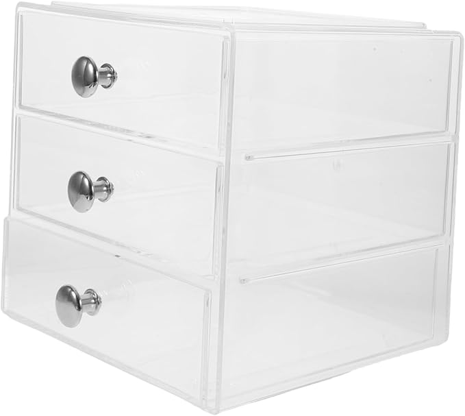 Stackable Storage Box Desk Organizing Box Lids for Makeup Jewelry Office Supplies