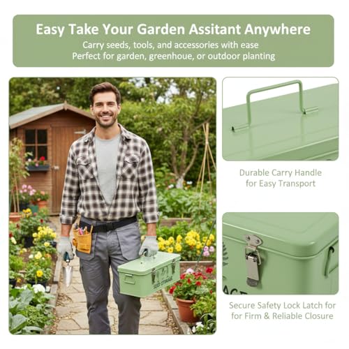 Large Metal Seed Storage Organizer Box with Lid | Home Organization - Image 7