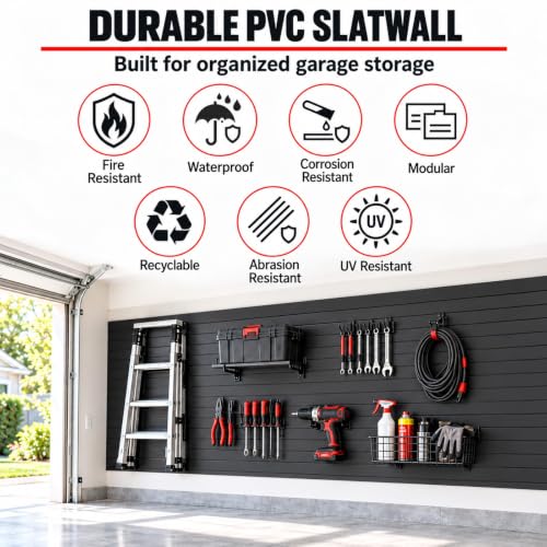 Slatwall Panels Garage Wall Organizer, 4 x 8 ft PVC Slat - Image 6