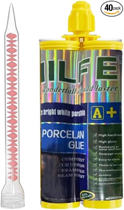 Epoxy Grout Porcelain White , Waterproof Auto-mix Dual Tubes Tile Grout 19 oz 410ml, Reconstruct Grout Line for Shower Bathroom Kitchen Swimming Pool, Wall and Floor，Caulk Gun NOT Included (1, Black)