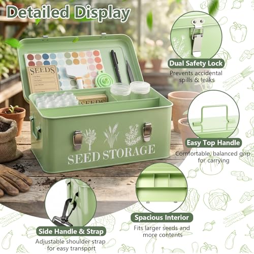 Seed Storage Organizer with Strap, 10 Large & 30 Small Bottles - Image 6