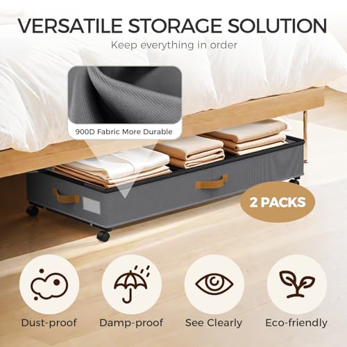 75L 2 Pack Adjustable Under Bed Storage with Wheels - Image 5