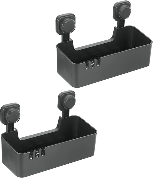 uxcell 2Pcs Suction Cup Shower Caddy, 11 x 7 Inches Suction Cup Shower Organizer Shelf Wall Mount Dispenser Rack Storage Shelf for Bathroom Kitchen, Gunmetal Grey