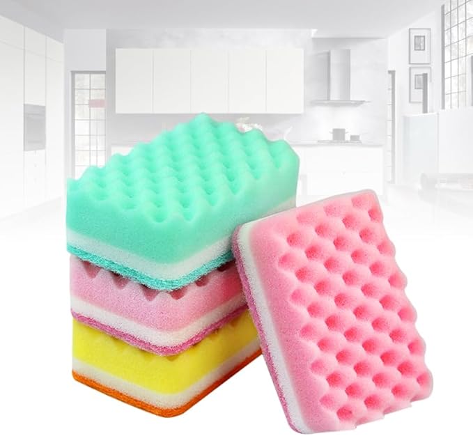 10pcs High-Density Small Wave Sponges Kitchen Sponges Non-Scratch Dish Scrubbing Pads for Kitchen Bathroom Car, Random Colors