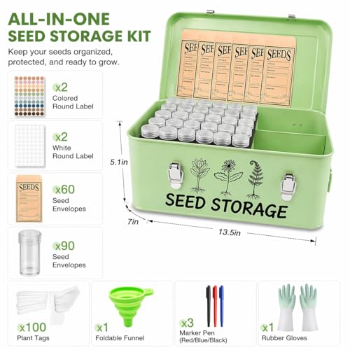 Large Metal Seed Storage Organizer Box with Lid | Home Organization - Image 4