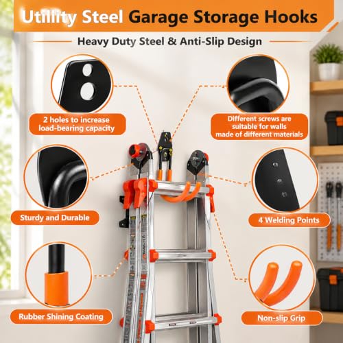 20 Pack Heavy Duty Garage Hooks, Steel Wall Mount Storage - Image 5