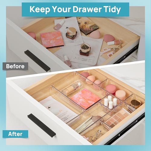 Vtopmart 10 Pack Clear Drawer Organizer Bins, 4 Sizes Makeup - Image 6