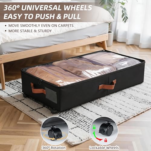VECELO Under Bed Storage with Wheels, 2 Pack Fully | Home Organization - Image 5
