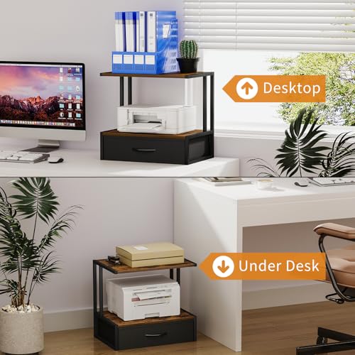 Printer Stand with Storage for Desk, with Fabric Drawer - Image 7