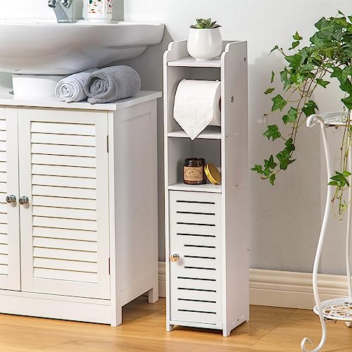 AOJEZOR Toilet Paper Holder Stand: Small Space Bathroom Storage - Image 2