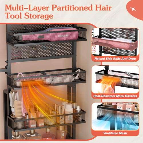 Hair Tool Organizer Cart, Slim Rolling Hair Dryer Holder - Image 5