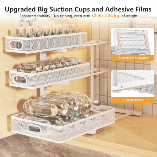 3-Tier Under Sink Organizer, Slide Out Drawer Rack, White, 2 Pack - Image 7