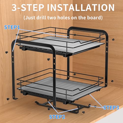 RCHYFEED 2 Tier Pull Out Spice Rack Organizer for Cabinet,9.5" - Image 6