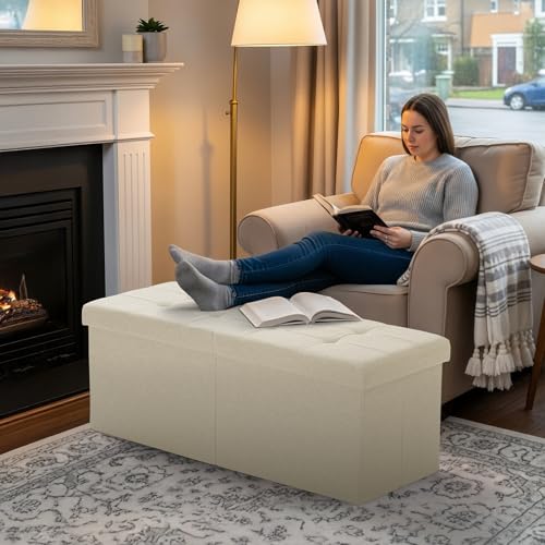 35-INCH Storage Ottoman Bench, Footrest with Storage - Image 7
