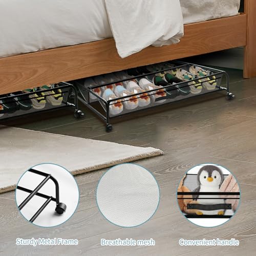 Under Bed Shoe Storage with Wheels, Space Saving Shoe - Image 6