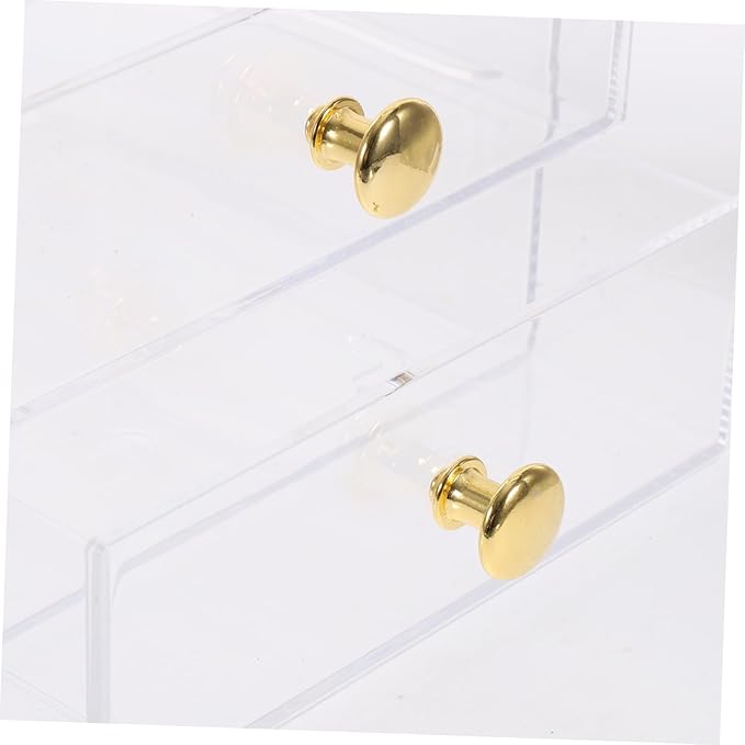 3-Layer Stackable Drawer Organizer Storage Box Gold Handles Acrylic Makeup and Jewelry Display Case for Desktop Bathroom and Vanity