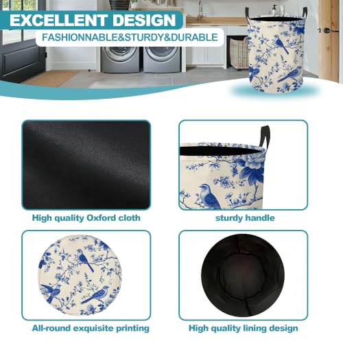 Laundry Basket,Blue Bird Floral Foldable Clothes Hamper - Image 7