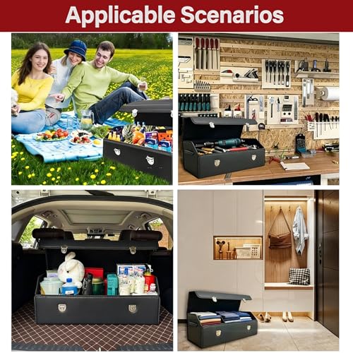 Car Trunk Organizer with Lid, Foldable PU Leather Cargo - Image 7