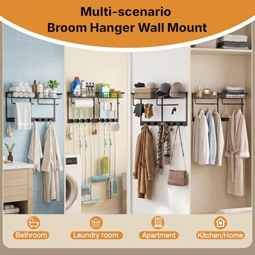 Broom Holder Wall Mount with Paper Towel Holder& | Home Organization - Image 6