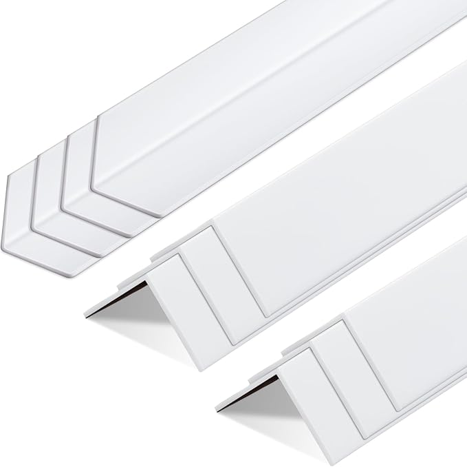 Sasylvia 10 Pcs Wall Corner Protector Guards, Vinyl 3/4 x 48 Inches Corner Trim Molding, Avoid Scratching Scuffs, Ease Install and Cleaning for Door Countertop Furniture Cabinet Protection， White